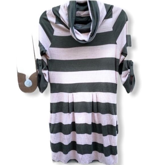 Zara Collection Striped Dress Cowl Neck - Picture 1 of 9